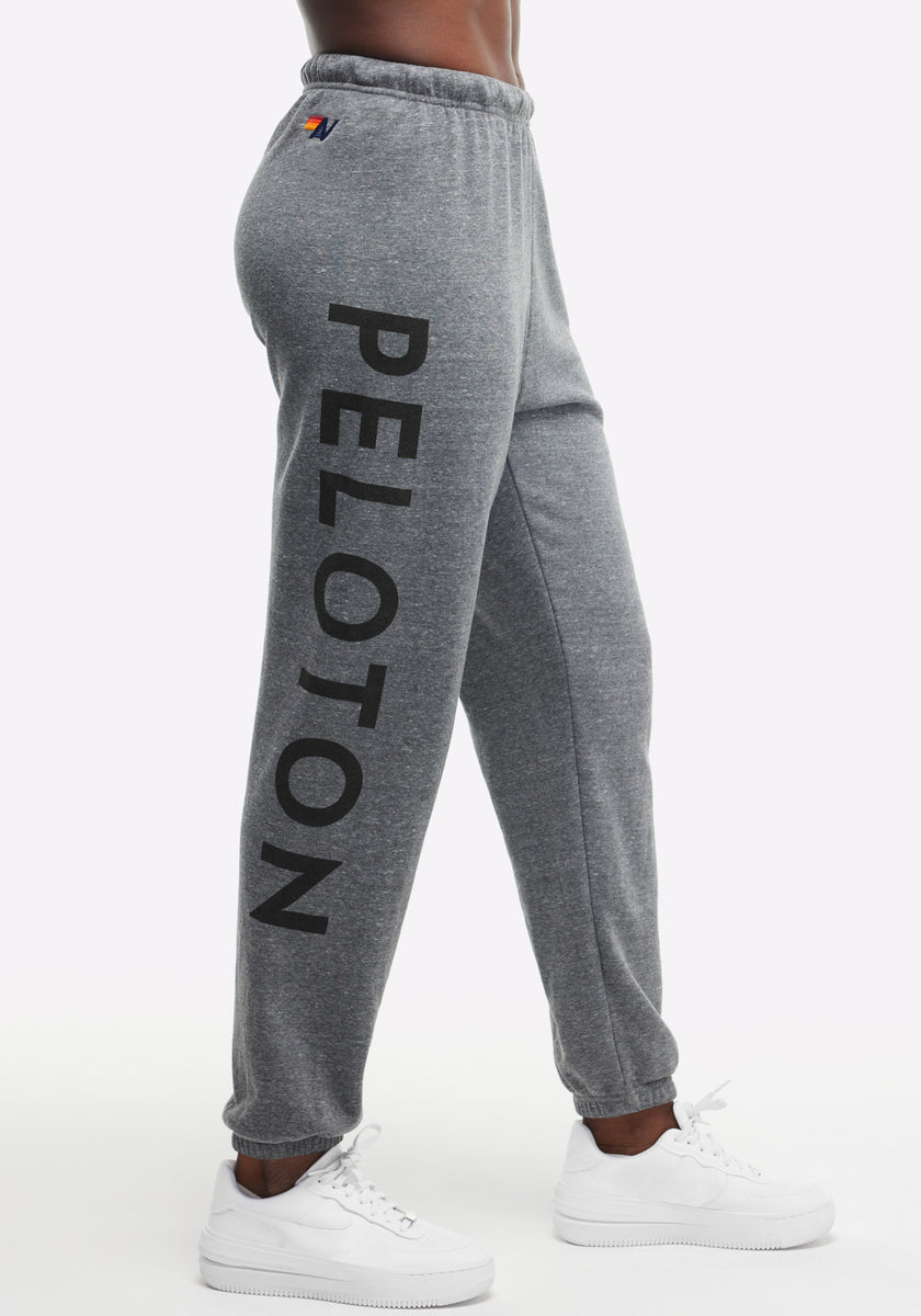 Grey sweatpants with white stripe online