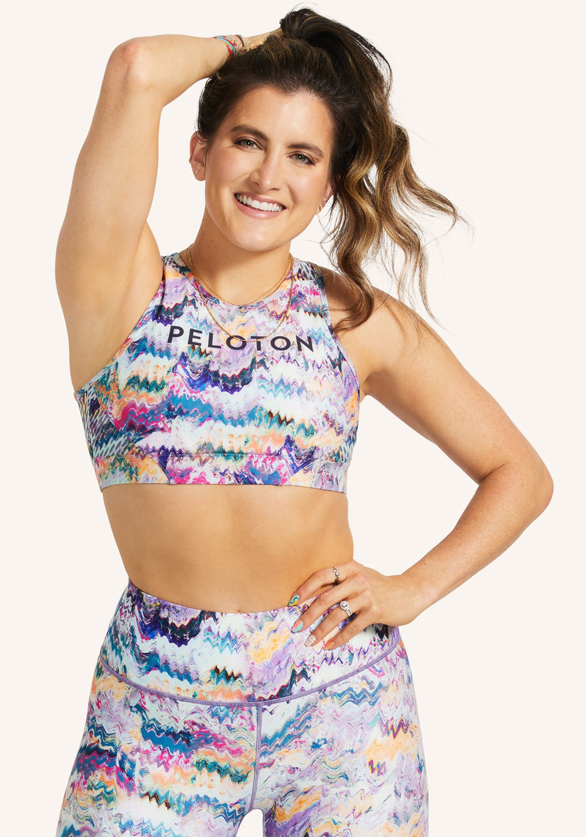 Peloton WITH Blue Moves High Neck Sports Bra Unpadded Large L - $28 - From  A Joyful