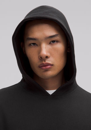 Cotton-Blend Waffle Knit Hoodie