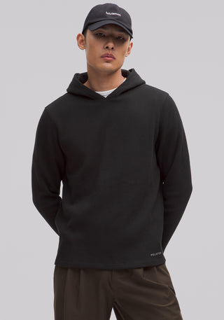 Cotton-Blend Waffle Knit Hoodie