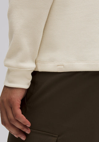 Cotton-Blend Waffle Knit Long-Sleeve Shirt