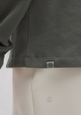 Cotton-Blend Waffle Knit Long-Sleeve Shirt