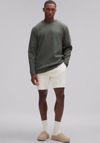 Cotton-Blend Waffle Knit Long-Sleeve Shirt