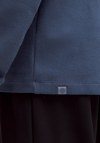 Cotton-Blend Waffle Knit Long-Sleeve Shirt