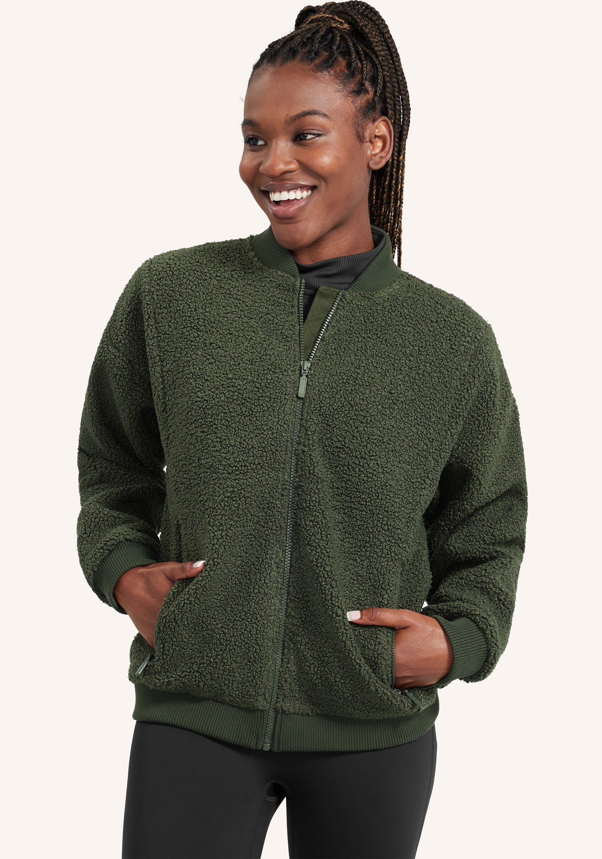 Fleece bomber 2025 jacket womens