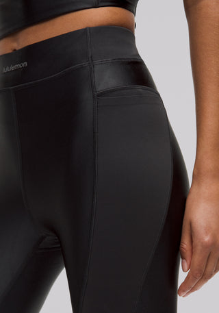 Satin Shine Panelled High-Rise Tight 25" | Wordmark