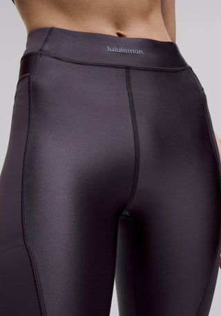 Satin Shine Panelled High-Rise Tight 25" | Wordmark