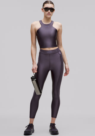 Satin Shine Panelled High-Rise Tight 25" | Wordmark