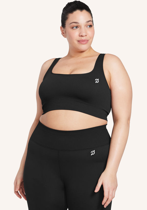 CL-230-CB Women's Cotton Spandex Training Sports Bra w/Double Ply Liner  (X-Small, Black) at  Women's Clothing store